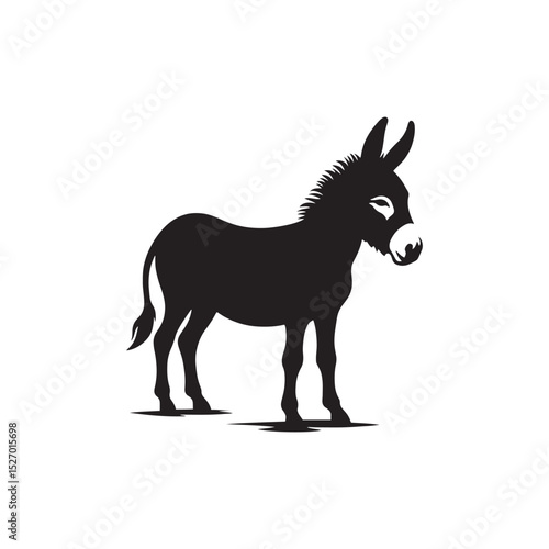 **"Charming Donkey Vector Silhouette: Rustic Farm Animal Design Featuring Distinctive Ears, Sturdy Frame, and Gentle Stance in Clean, Minimalist Style for Crafts and Digital Art"**
