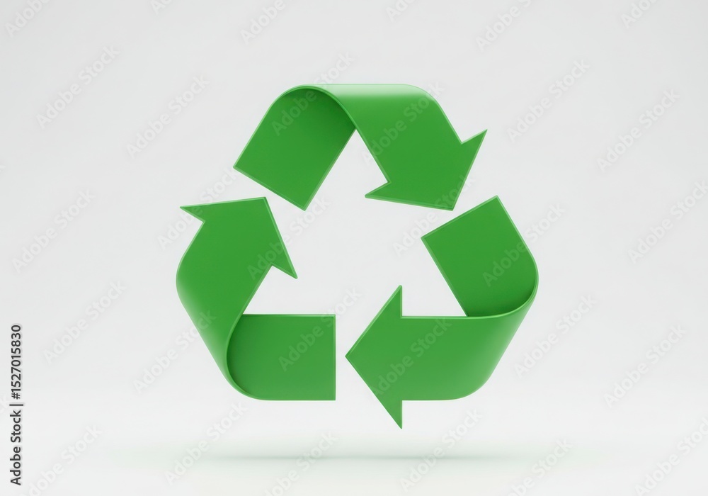 Fototapeta premium Green recycle symbol close up on white background