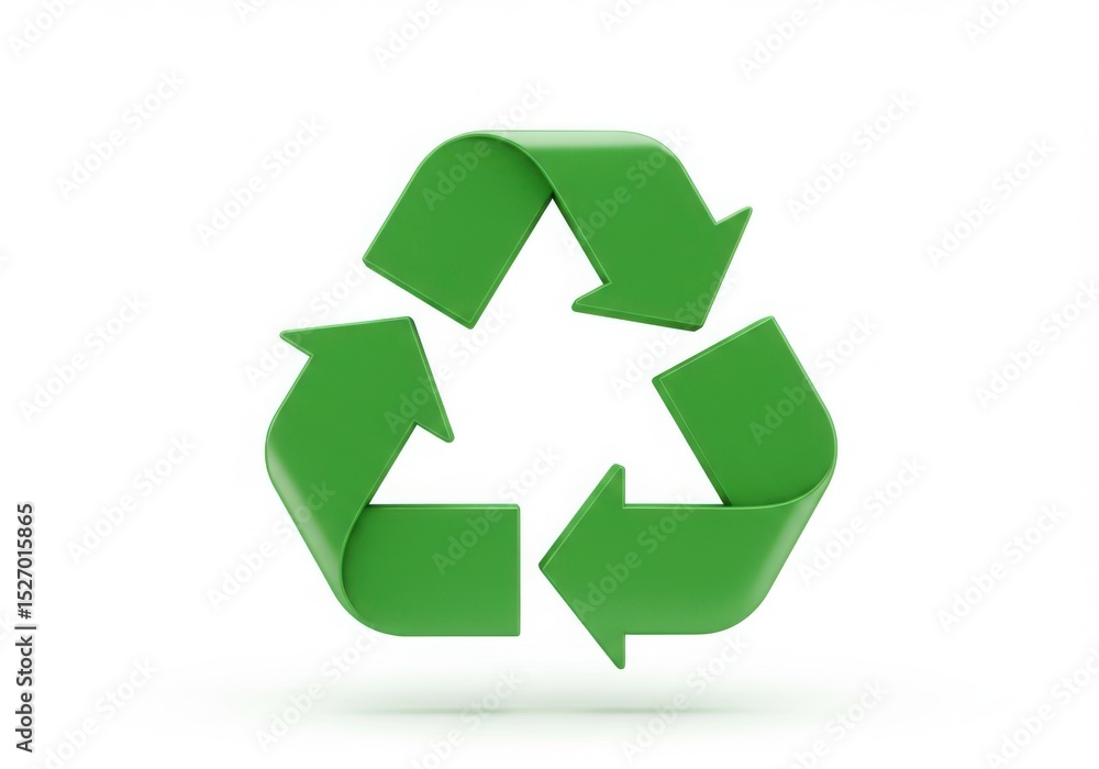 Fototapeta premium Green recycle symbol isolated on white background