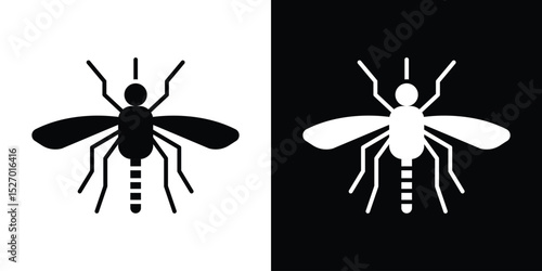 Mosquito icon in flat version on black and white background