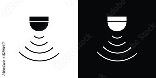 Motion sensor icon in flat version on black and white background
