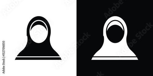 Muslim woman icon in flat version on black and white background