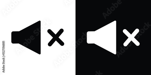 Mute sound icon in flat version on black and white background