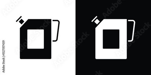 Oil can icon in flat version on black and white background