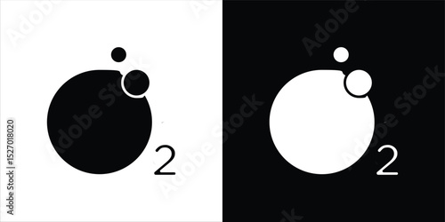 Oxygen O2 icon in flat version on black and white background