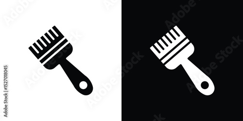 Paint brush icon in flat version on black and white background