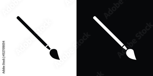 Paint brush icon in flat version on black and white background