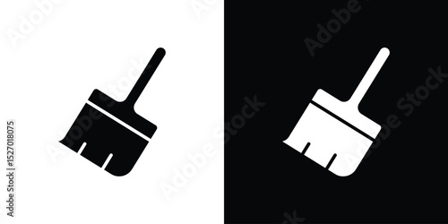 Paint brush icon in flat version on black and white background