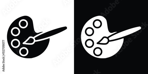 Paint icon in flat version on black and white background
