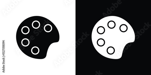 Palette icon in flat version on black and white background