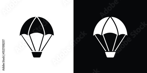 Parachute icon in flat version on black and white background