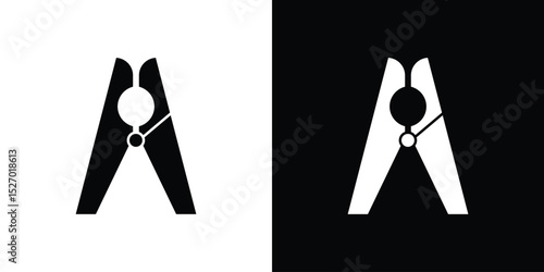 Peg icon in flat version on black and white background