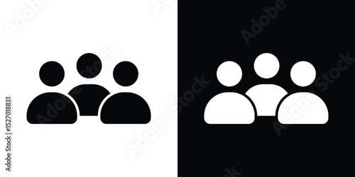 people icon in flat version on black and white background
