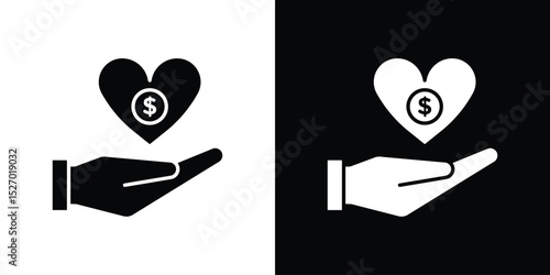 Philanthropy icon in flat version on black and white background