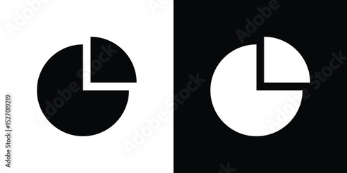 Pie chart icon in flat version on black and white background