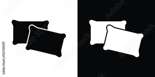 Pillow icon in flat version on black and white background