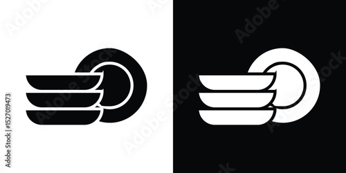 Plates icon in flat version on black and white background