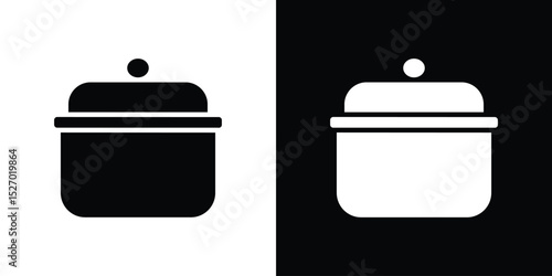Pot icon in flat version on black and white background