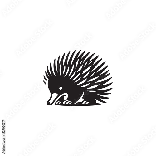 **"Unique Echidna Vector Silhouette: Spiny Monotreme Design Featuring Distinctive Snout, Rounded Body, and Textured Quills in Clean, Minimalist Style for Crafts and Digital Art"**
