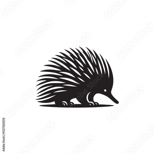**"Unique Echidna Vector Silhouette: Spiny Monotreme Design Featuring Distinctive Snout, Rounded Body, and Textured Quills in Clean, Minimalist Style for Crafts and Digital Art"**
