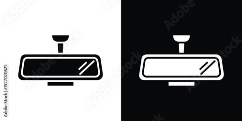 Rear mirror icon in flat version on black and white background