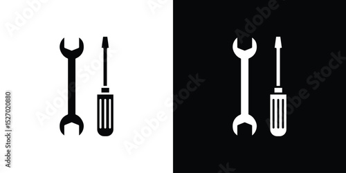 Repair icon in flat version on black and white background