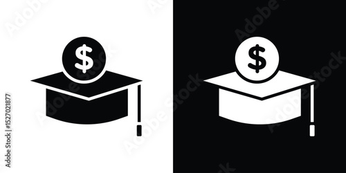 Scholarship icon in flat version on black and white background