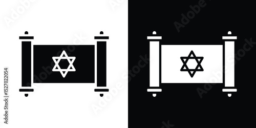 Scroll Torah icon in flat version on black and white background