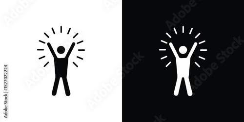 Self confidence icon in flat version on black and white background