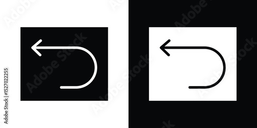 Send back icon in flat version on black and white background