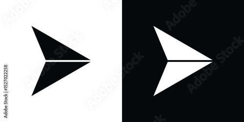 Send icon in flat version on black and white background