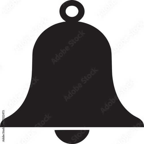A simple black bell icon with a loop at the top and a clapper at the bottom on a white background
