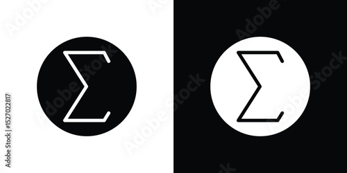 Sigma icon in flat version on black and white background