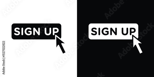 Sign up icon in flat version on black and white background