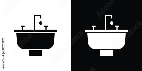 Sink icon in flat version on black and white background
