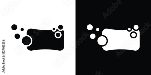 Soap icon in flat version on black and white background