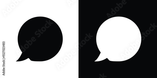 Speech bubble icon in flat version on black and white background