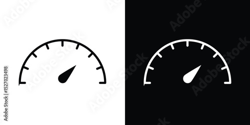 Speedometer icon in flat version on black and white background