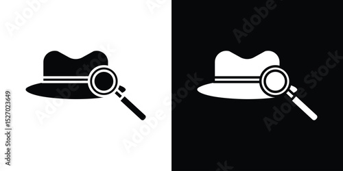 Spy icon in flat version on black and white background