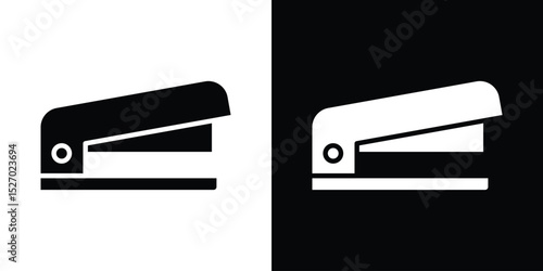 Stapler icon in flat version on black and white background