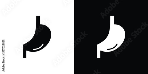 Stomach icon in flat version on black and white background