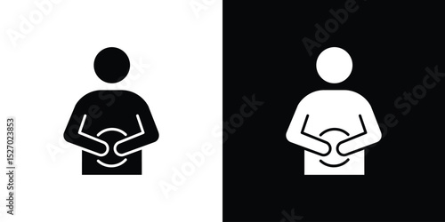 Stomachache icon in flat version on black and white background