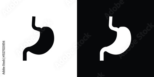 Stomach icon in flat version on black and white background