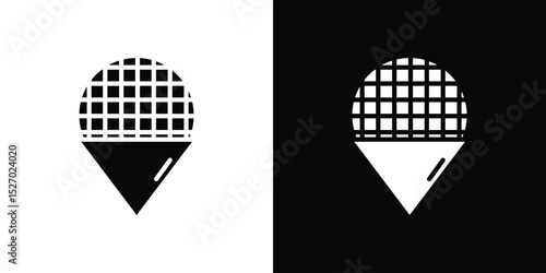 Stroopwafel icon in flat version on black and white background