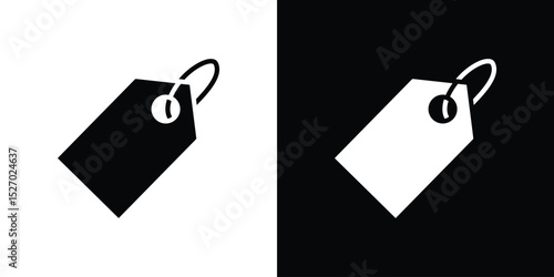 Tag icon in flat version on black and white background