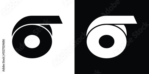 Tape icon in flat version on black and white background