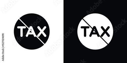 Tax free icon in flat version on black and white background