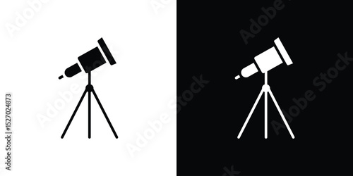Telescope icon in flat version on black and white background