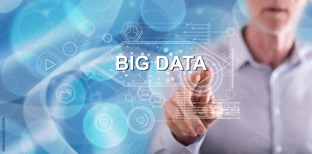 Man touching a big data concept Man touching a big data concept