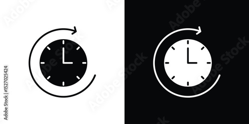 Time forward icon in flat version on black and white background